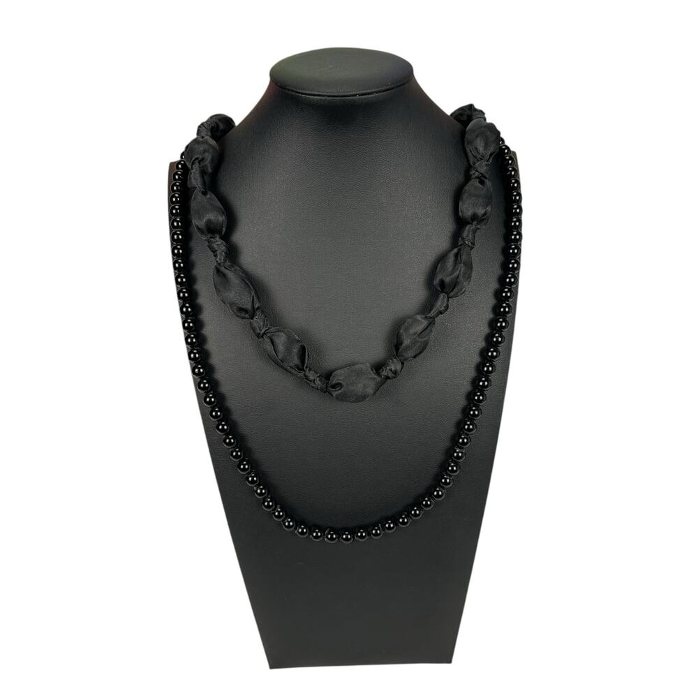 Vintage Long Black Layered Nevklace